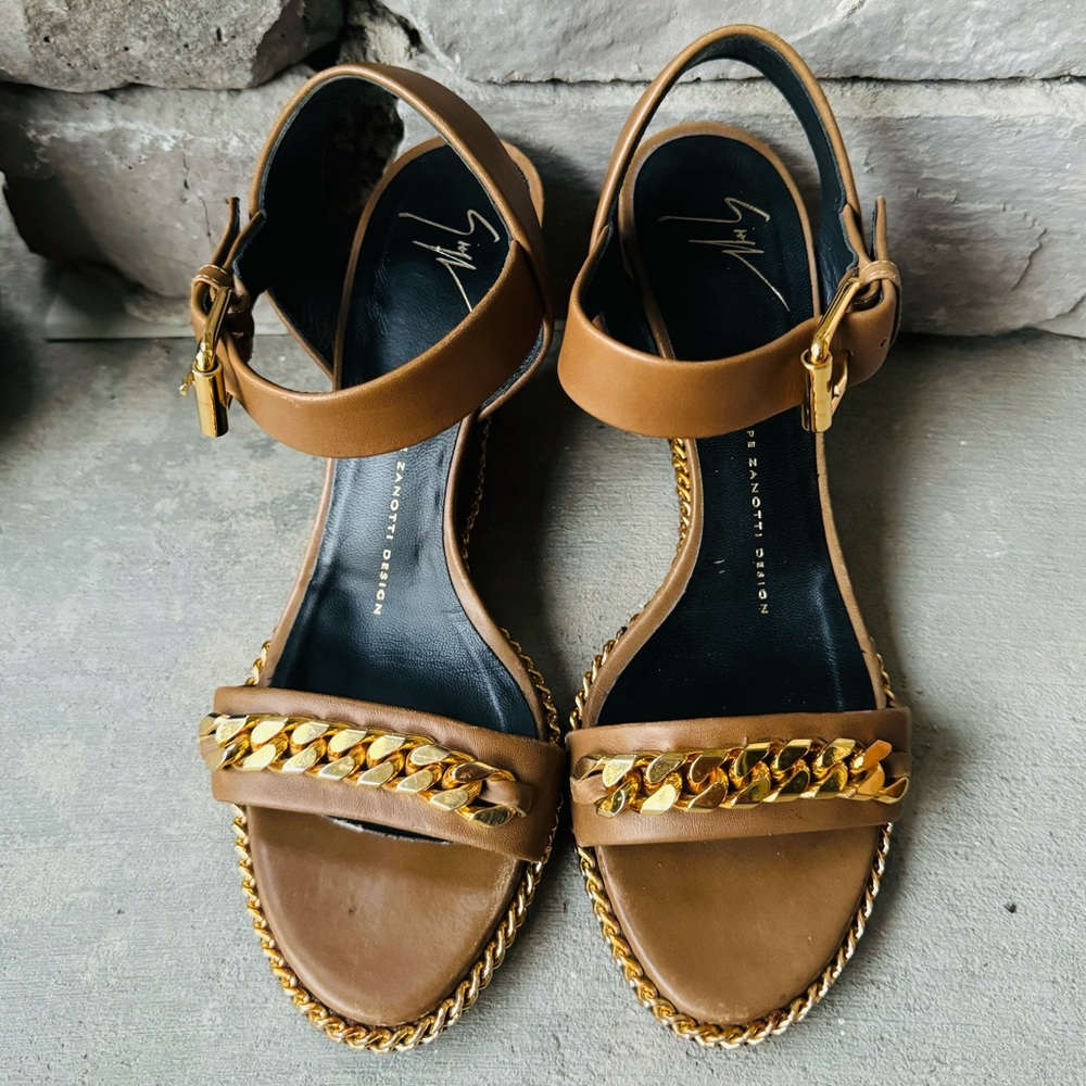 Giuseppe Zanotti Brown and Gold Wedges